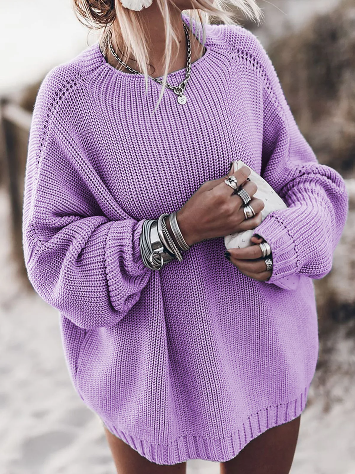 Pull ample à col rond pour femme - Image 5