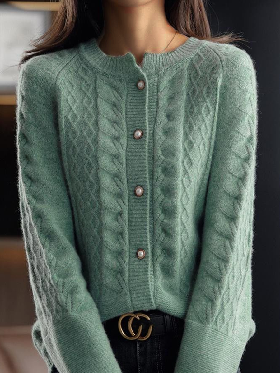 Pull Femme Tricot Câble Boutonné - Image 2