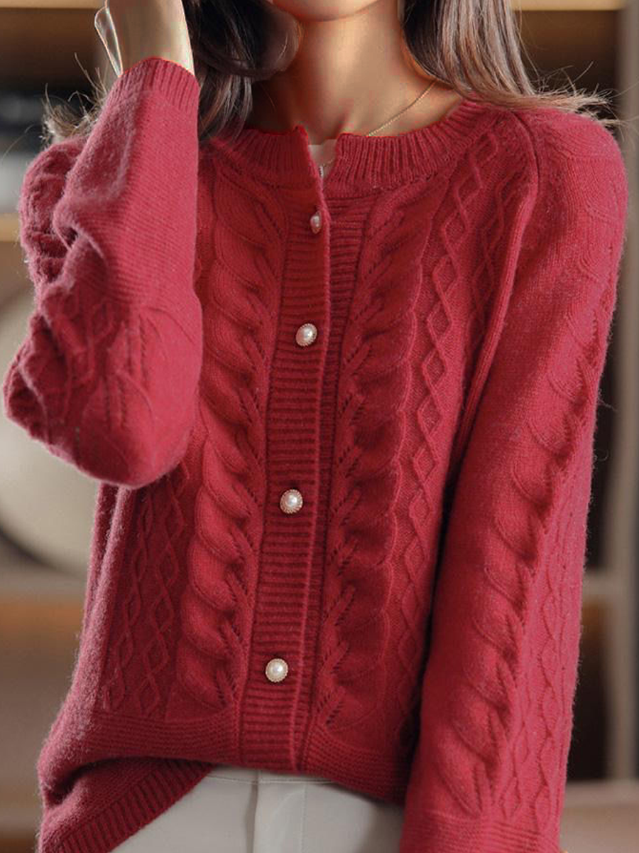 Pull Femme Tricot Câble Boutonné - Image 3