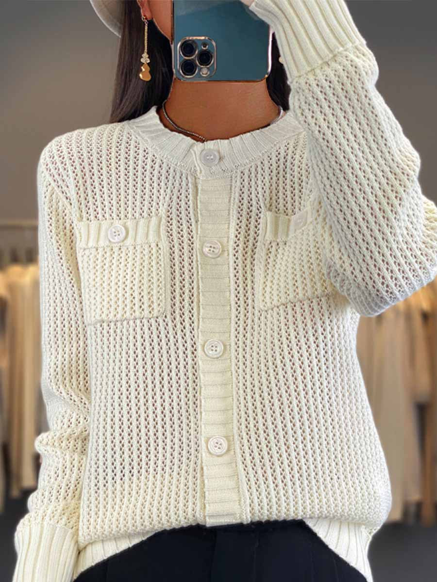 Cardigan Femme Tricot Pointelle Boutonné - Image 3