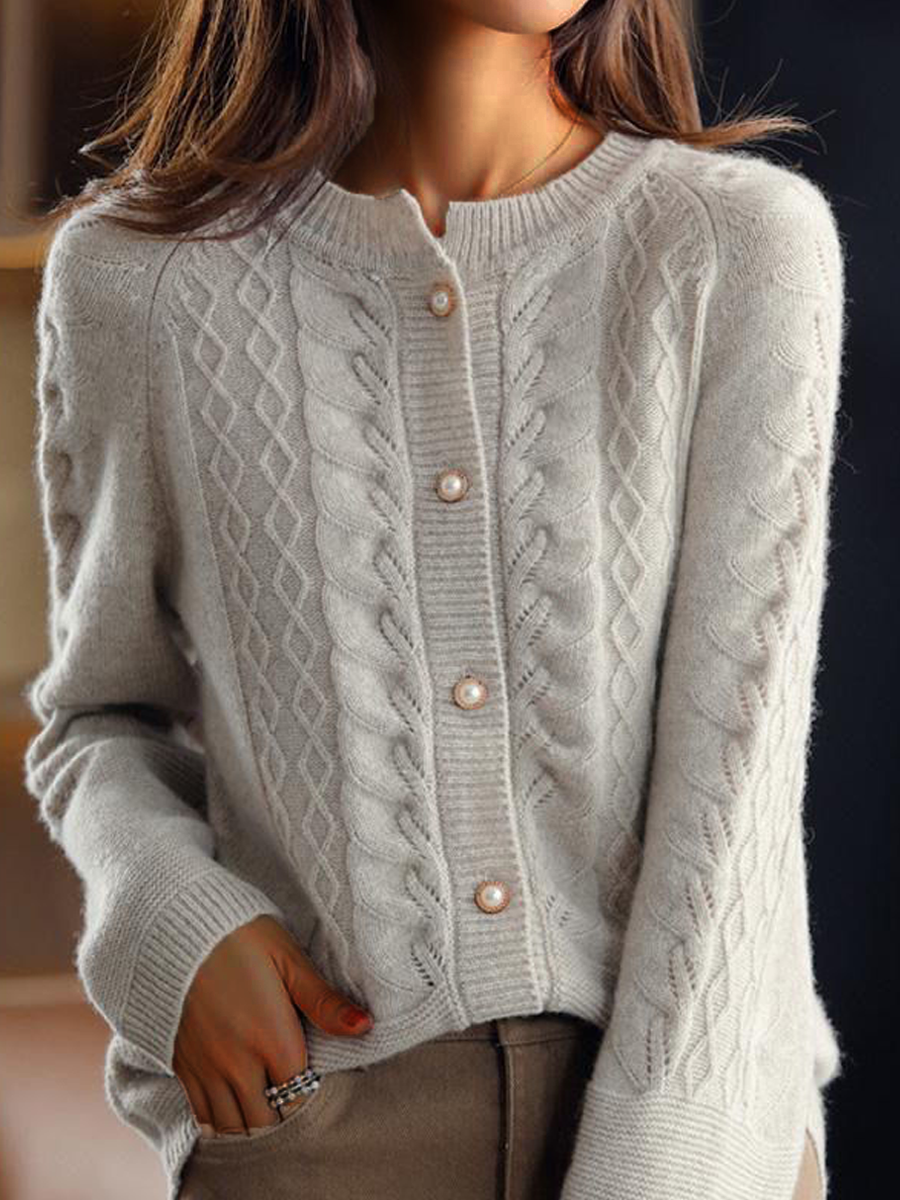 Pull Femme Tricot Câble Boutonné - Image 4