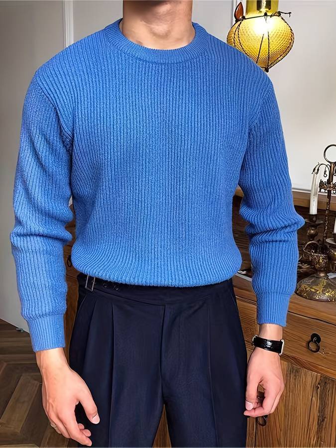 Pull Homme Col Rond Côtelé - Image 5