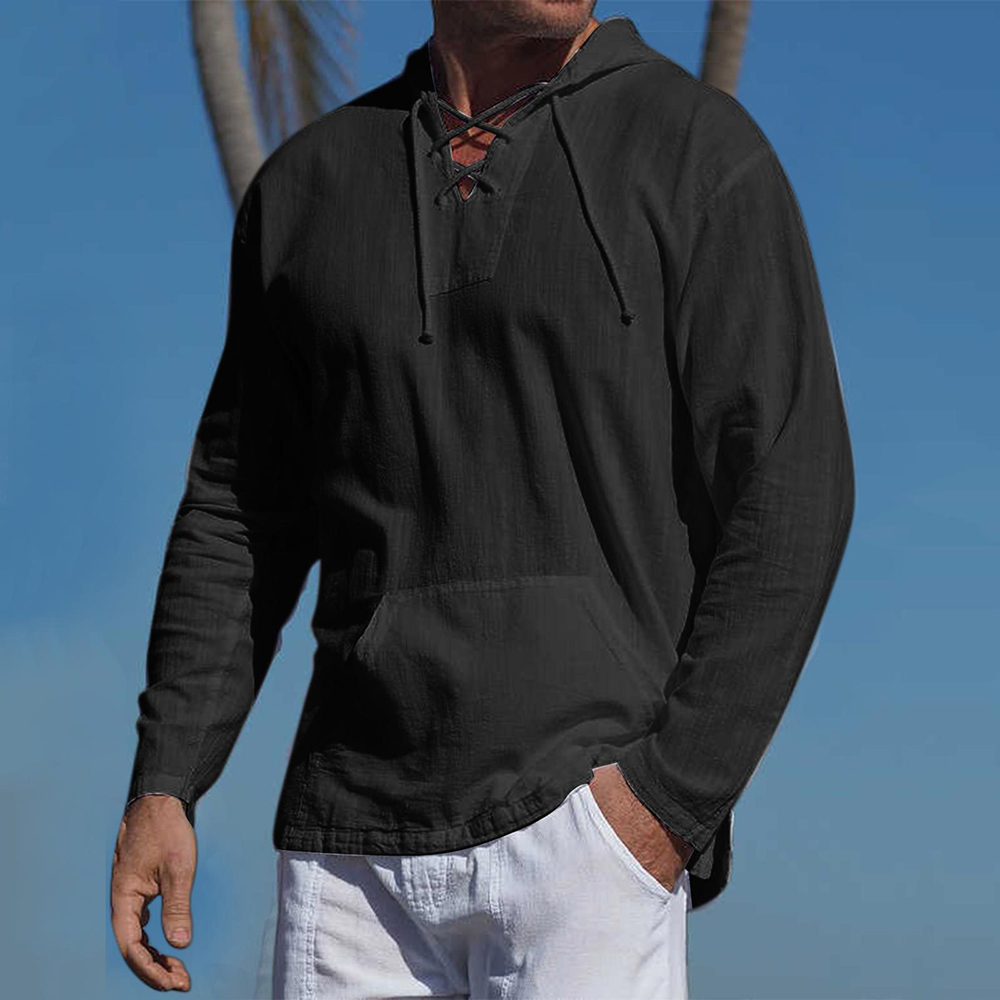 Pull à Capuche et Col Lacé pour Homme - Image 1