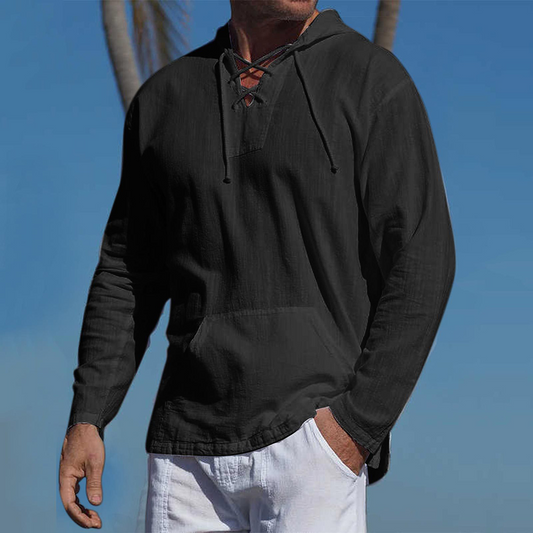 Pull à Capuche et Col Lacé pour Homme - Image 1