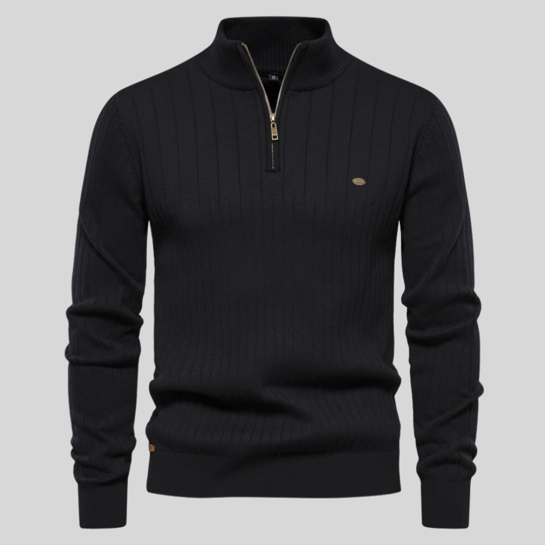Pull Homme Col Montant Zippé 1/4 - Image 1