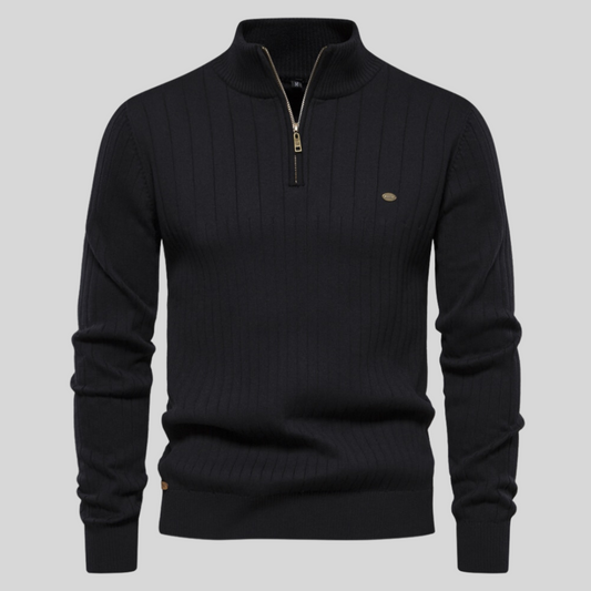 Pull Homme Col Montant Zippé 1/4 - Image 1
