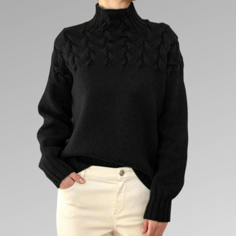 Pull à col roulé en maille torsadée pour femme - Image 3