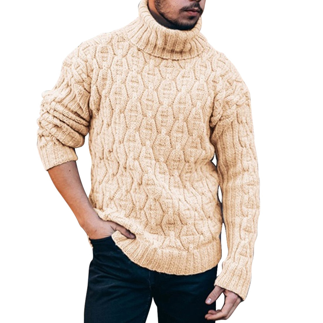 Pull Homme Col Roulé en Tricot Côtelé - Image 3