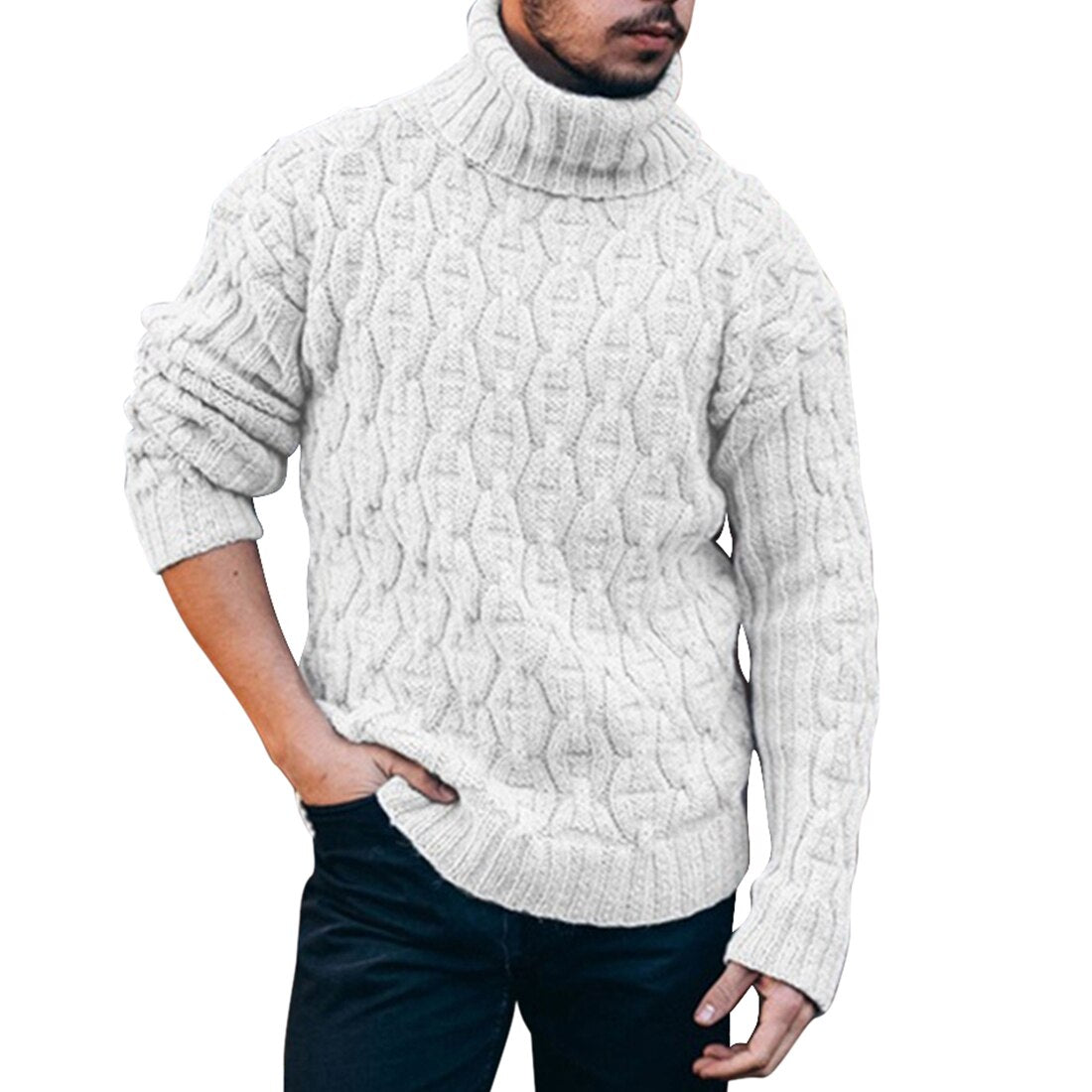 Pull Homme Col Roulé en Tricot Côtelé - Image 2