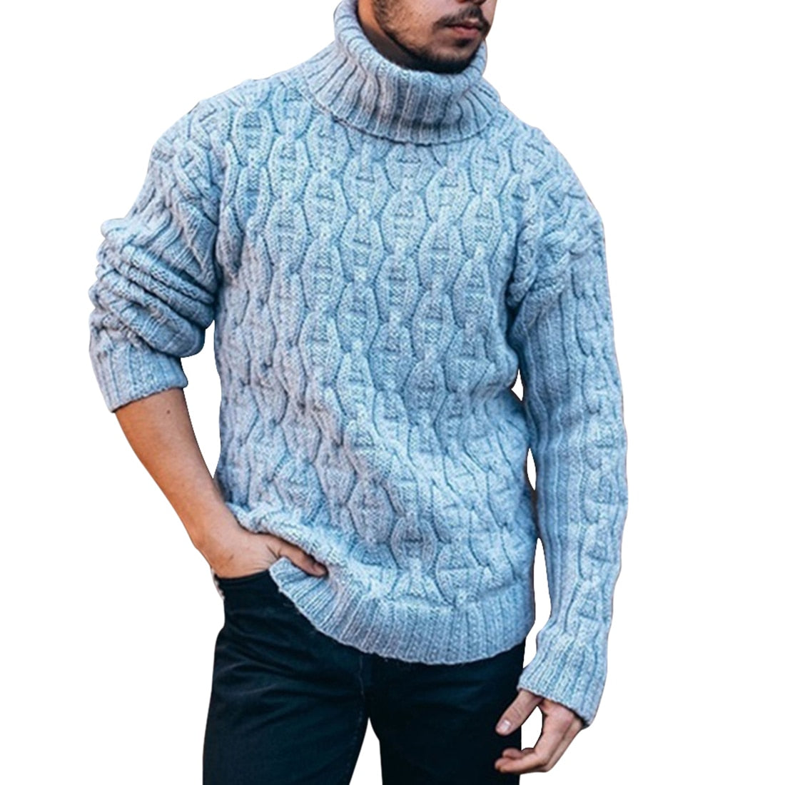 Pull Homme Col Roulé en Tricot Côtelé - Image 4