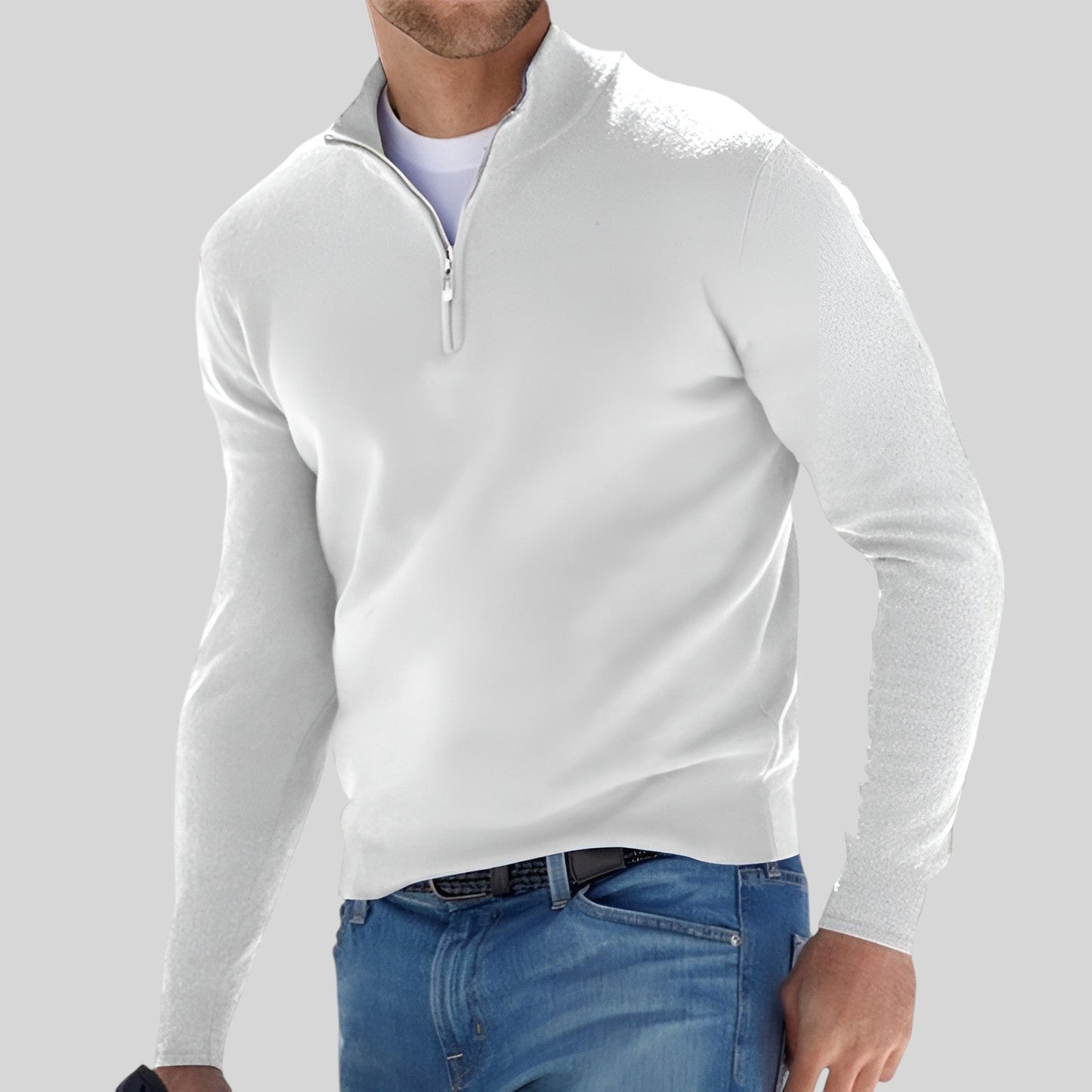 Pull Femme Manches Longues Col Zippé 1/4 - Image 4