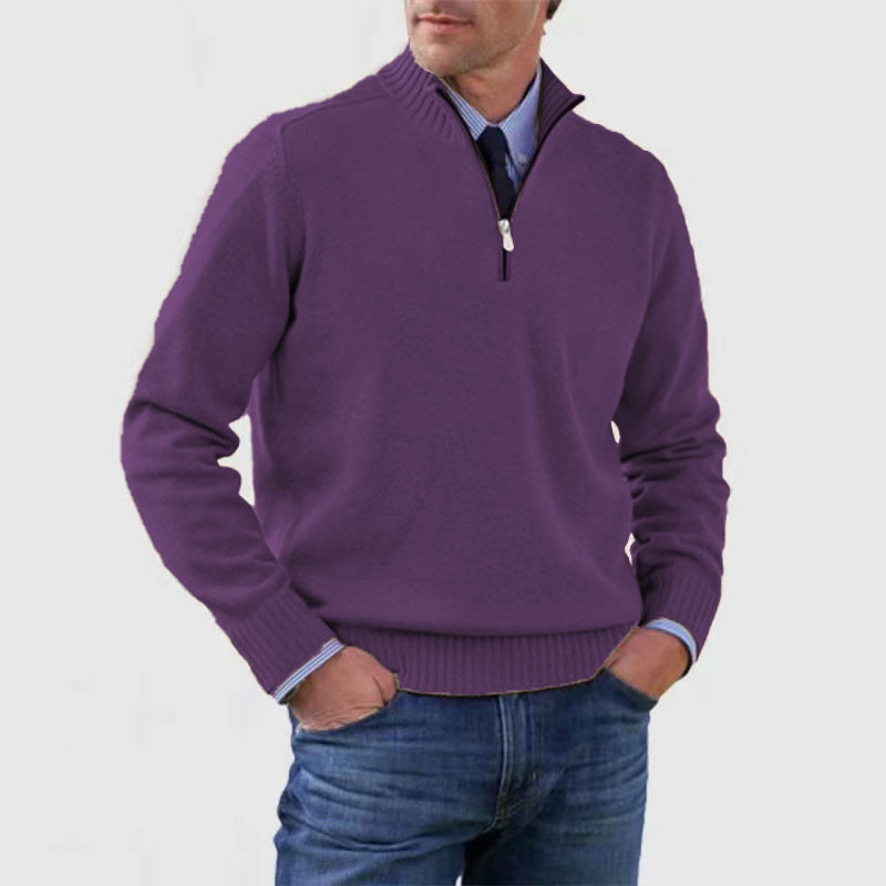 Pull Homme Maille Côtelée à Fermeture Éclair 1/4 - Image 13