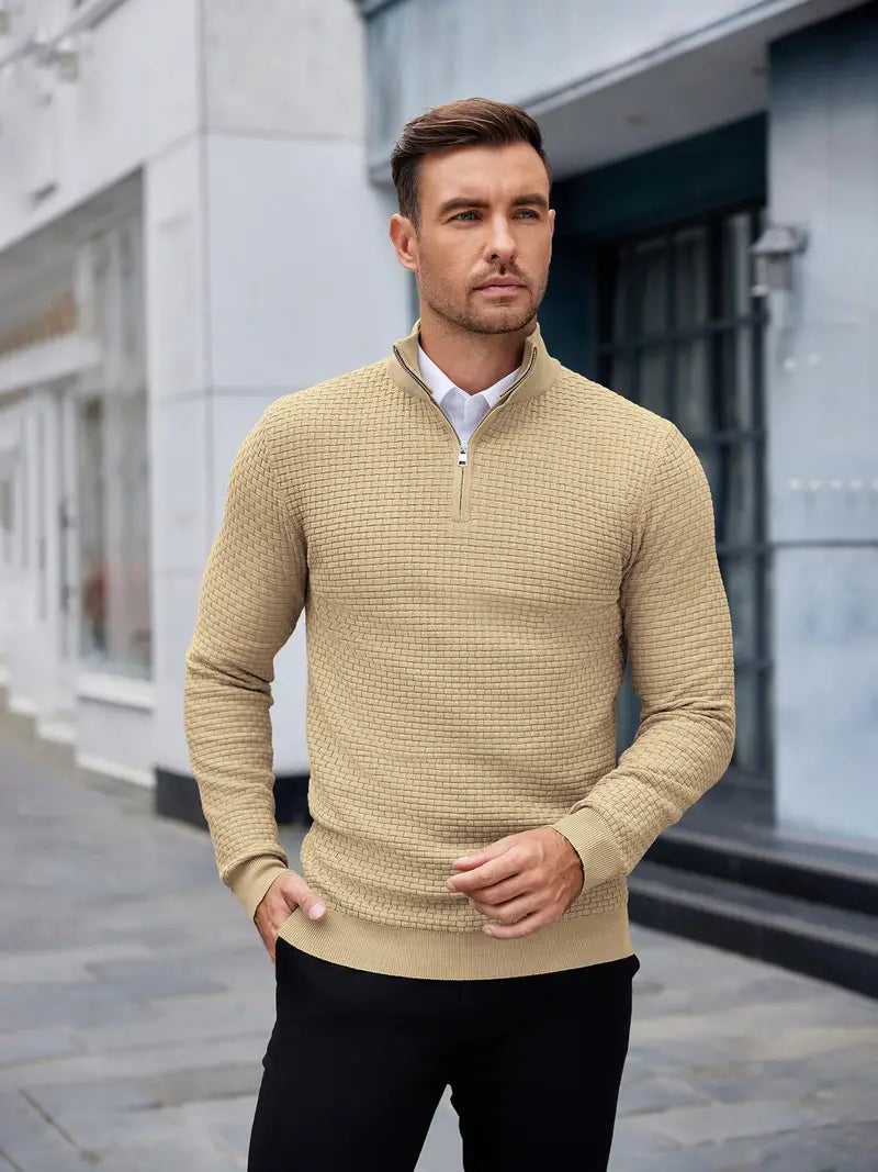 Pull texturé à col zippé pour homme - Image 5