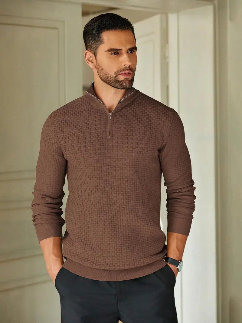Pull texturé à col zippé pour homme - Image 6