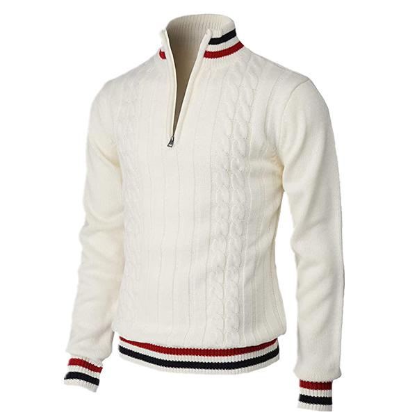 Pull Homme Maille Côtelée avec Fermeture Éclair 1/4 - Image 2