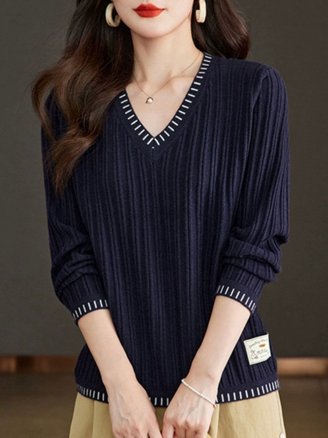 Pull à côtes à manches longues pour femme - Image 3