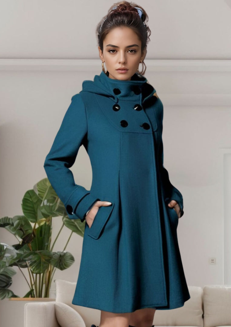 Manteau croisé à capuche pour femme - Image 1