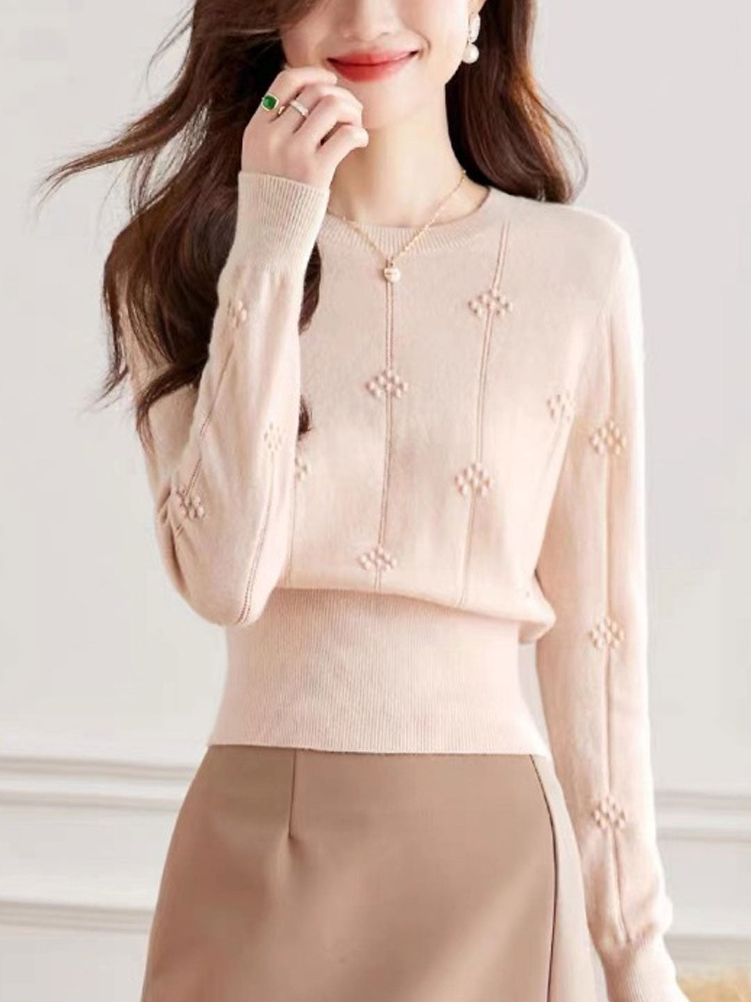 Pull ajusté à col rond pour femme - Image 2