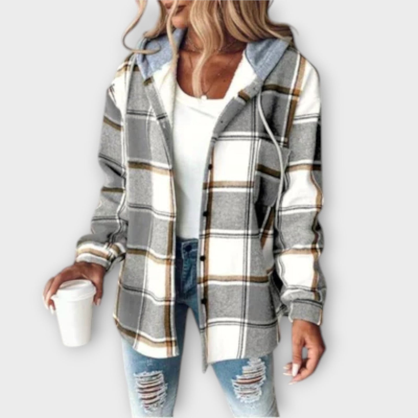 Veste à Capuche à Carreaux pour Femme - Image 2