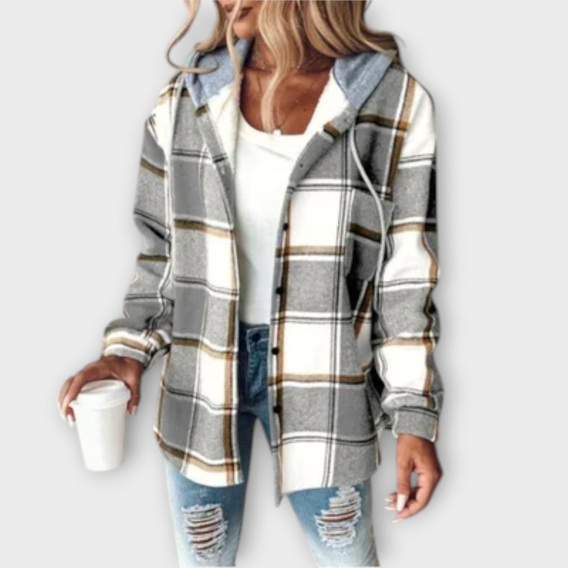 Veste à Capuche à Carreaux pour Femme - Image 2