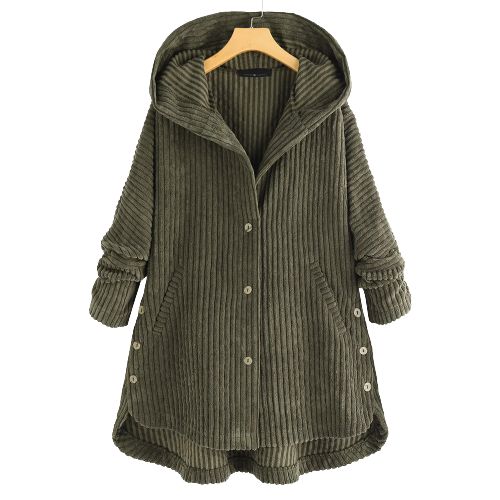 Veste en velours côtelé à capuche pour femme - Image 1