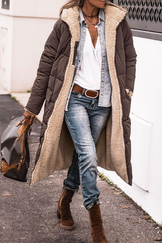 Manteau Long Rembourré à Capuche pour Femme - Image 1