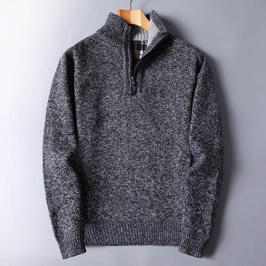 Pull Homme Maille Côtelée à Col Zippé - Image 1