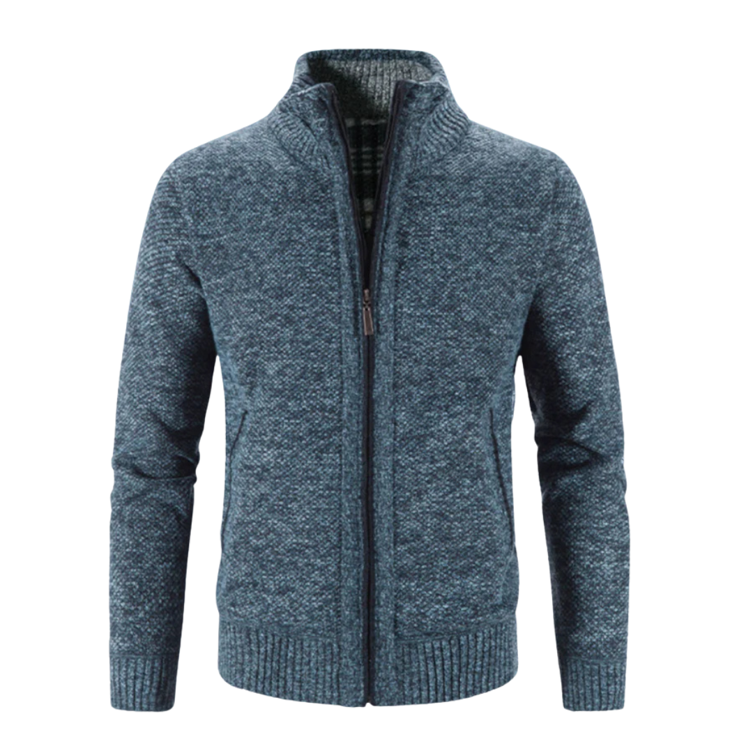 Pull Homme Tricot Côtelé Entièrement Zippé - Image 1