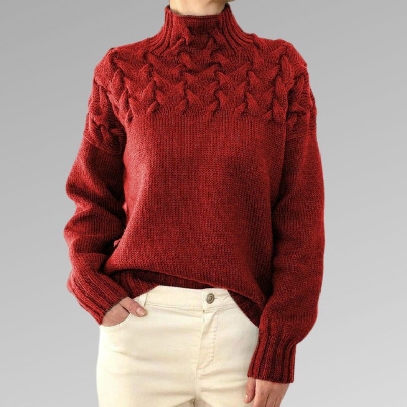 Pull à col roulé en maille torsadée pour femme - Image 6