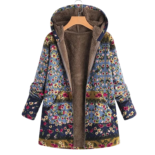 Veste Longue à Capuche Florale pour Femme - Image 3