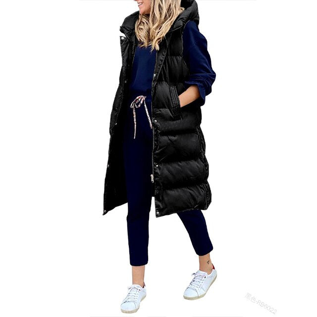 Manteau Long Femme Sans Manches Rembourré - Image 8
