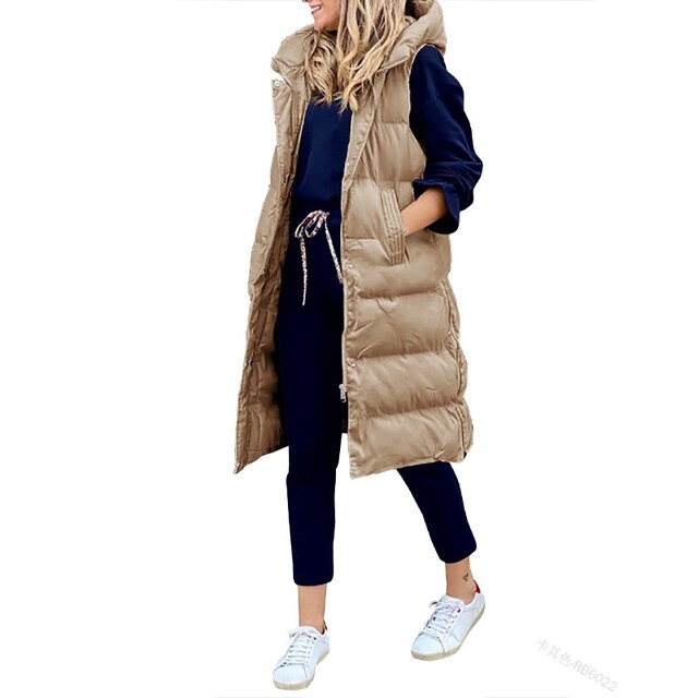 Manteau Long Femme Sans Manches Rembourré - Image 6