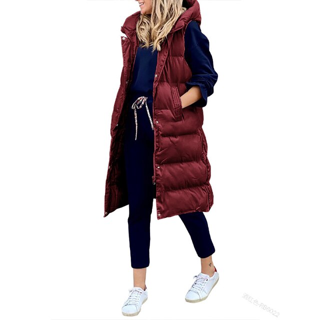 Manteau Long Femme Sans Manches Rembourré - Image 10