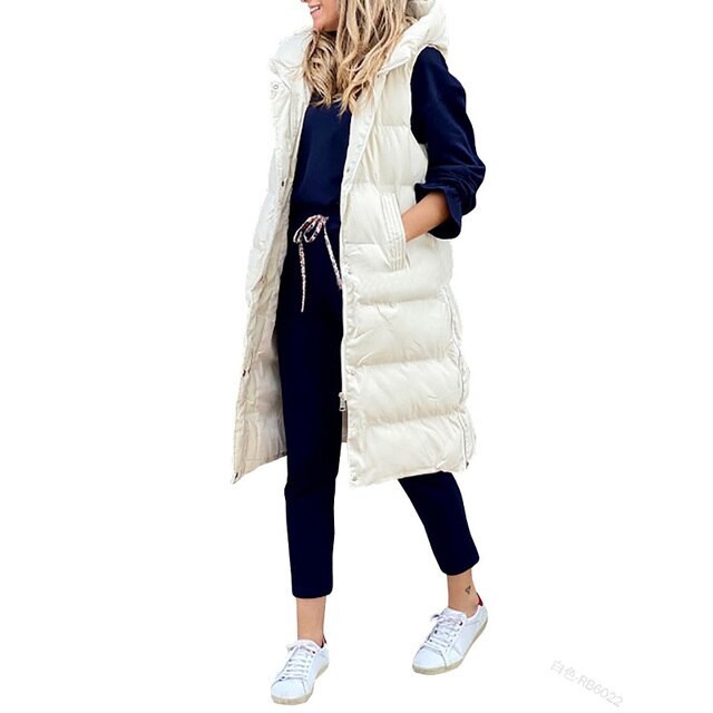 Manteau Long Femme Sans Manches Rembourré - Image 5