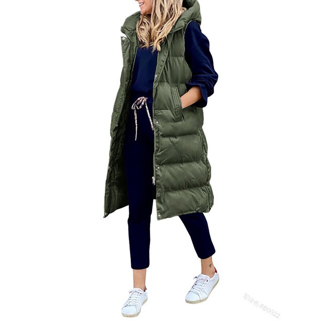 Manteau Long Femme Sans Manches Rembourré - Image 3