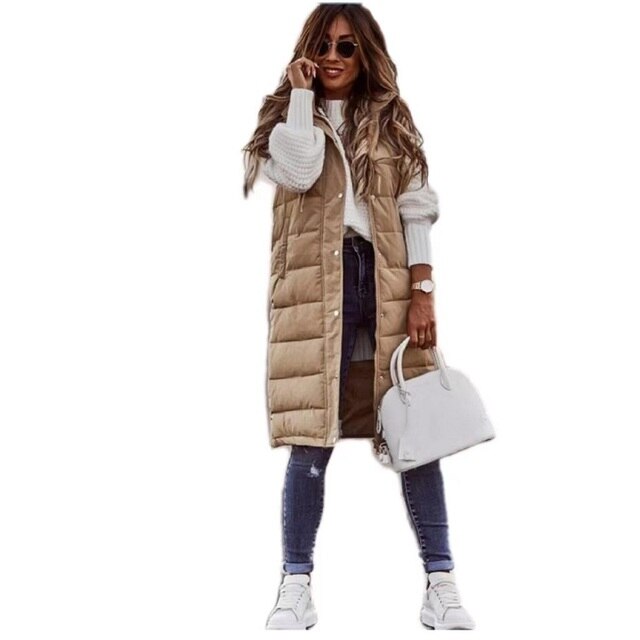 Manteau Long Femme Sans Manches Rembourré - Image 7