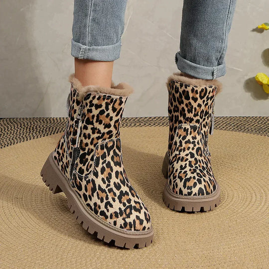 Bottines à imprimé léopard pour femmes - Semelle crantée - Image 1