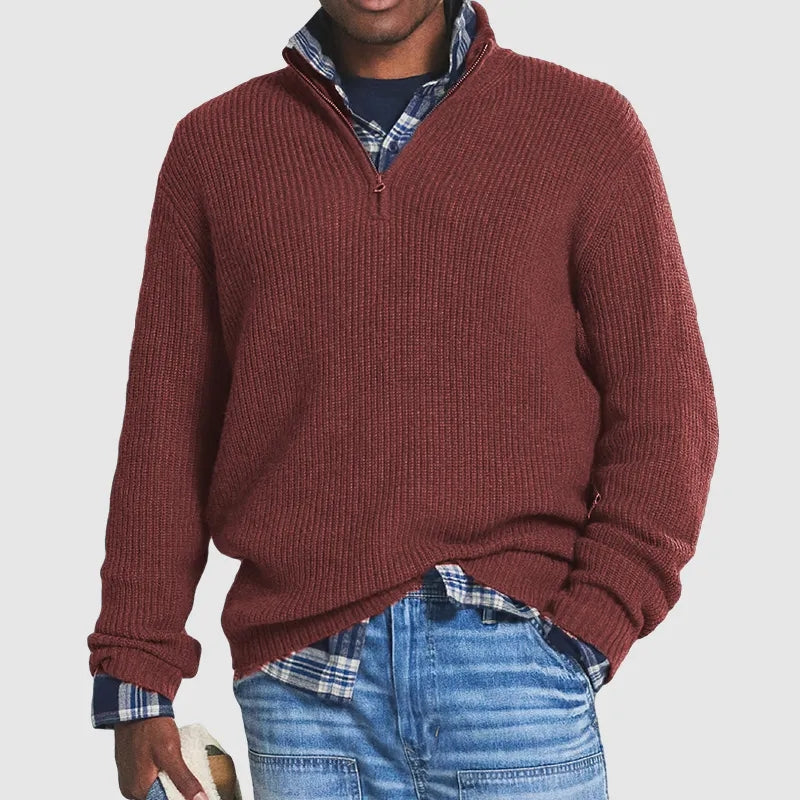 Pull Homme Maille Côtelée à Fermeture Éclair ¼ - Image 6