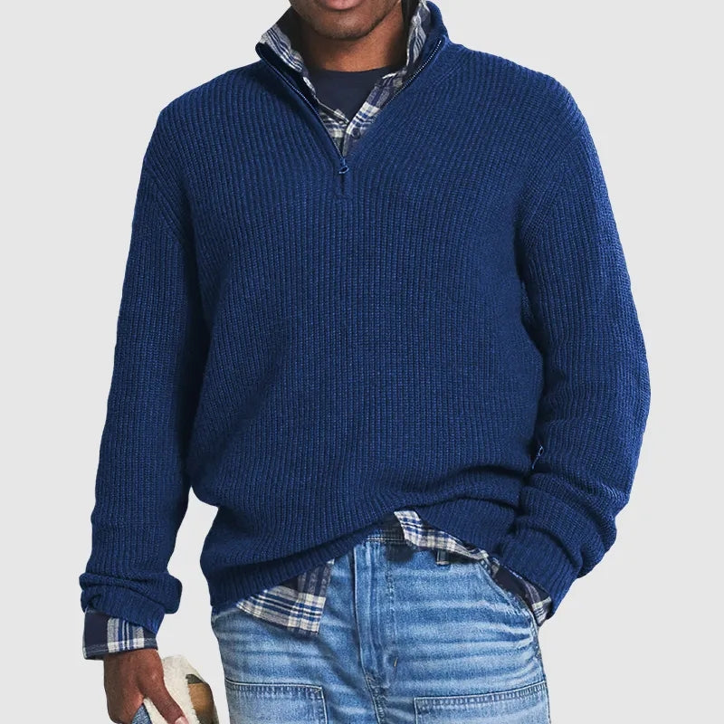 Pull Homme Maille Côtelée à Fermeture Éclair ¼ - Image 5