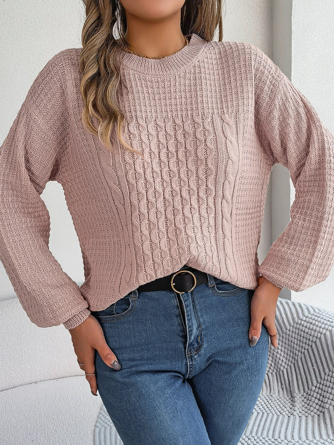Pull Femme Col Rond en Tricot Côtelé - Image 3