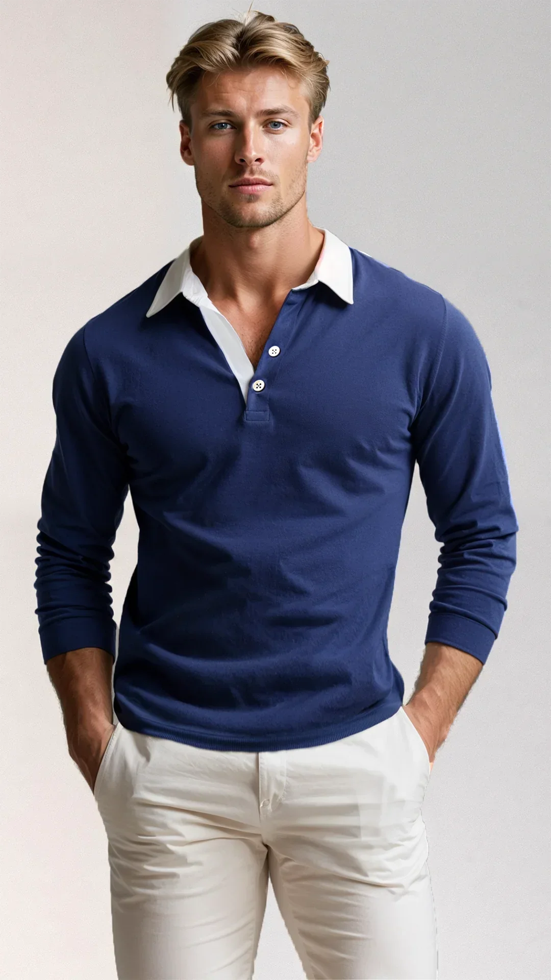 Pull à Col Polo Manches Longues Homme - Image 1