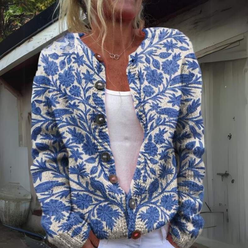 Cardigan en maille à fleurs pour femme - Image 2