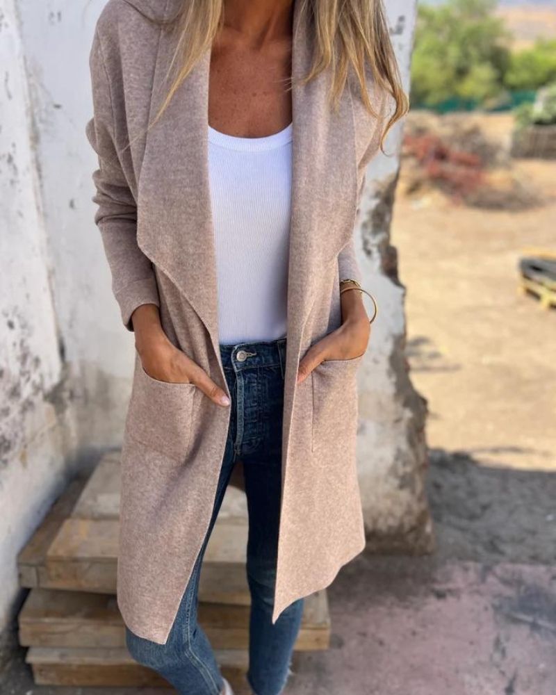 Manteau Long Femme Col Drapé - Image 4