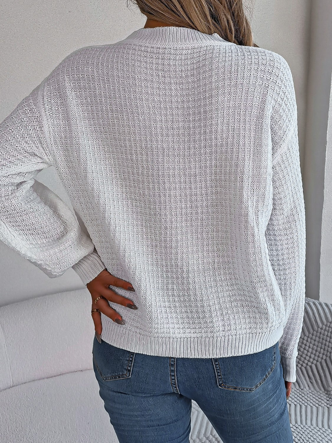 Pull Femme Col Rond en Tricot Côtelé - Image 8