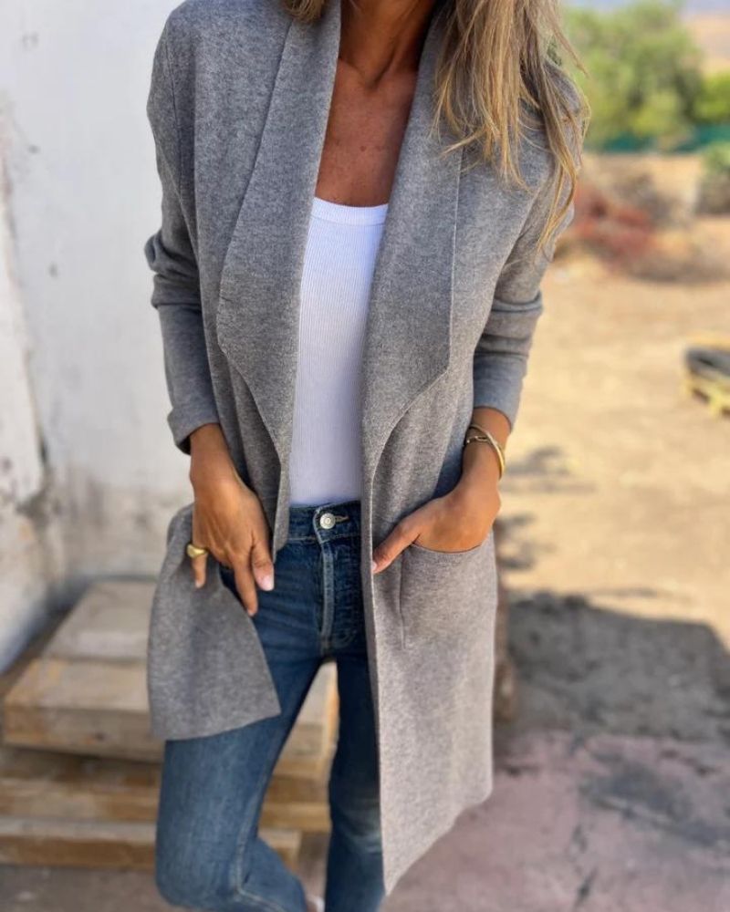 Manteau Long Femme Col Drapé - Image 8