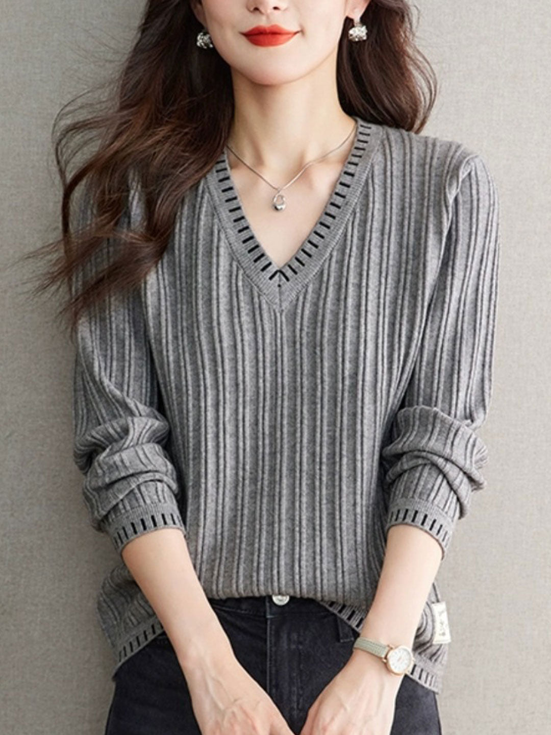 Pull à côtes à manches longues pour femme - Image 5