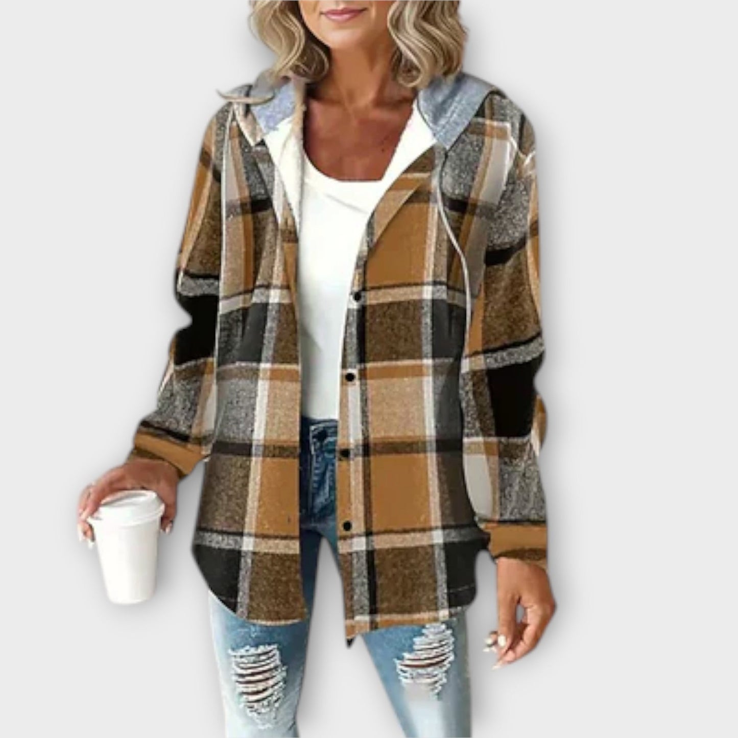 Veste à Capuche à Carreaux pour Femme - Image 5