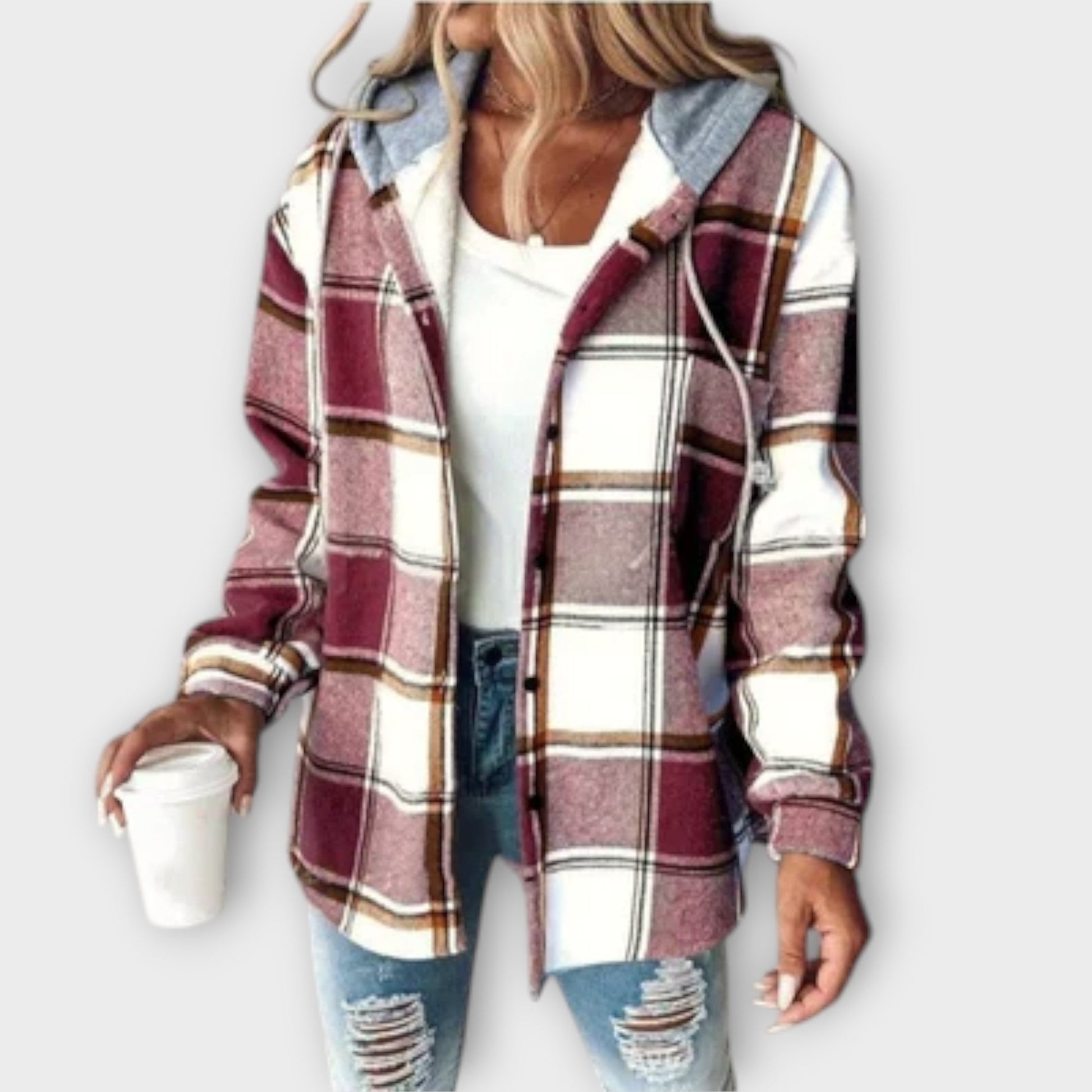 Veste à Capuche à Carreaux pour Femme - Image 4