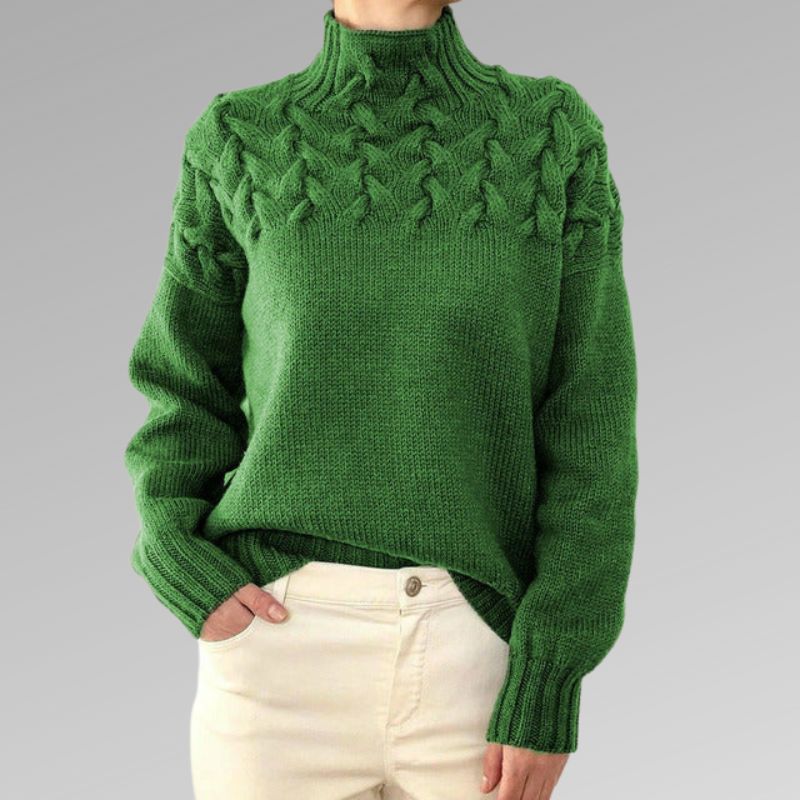 Pull à col roulé en maille torsadée pour femme - Image 5