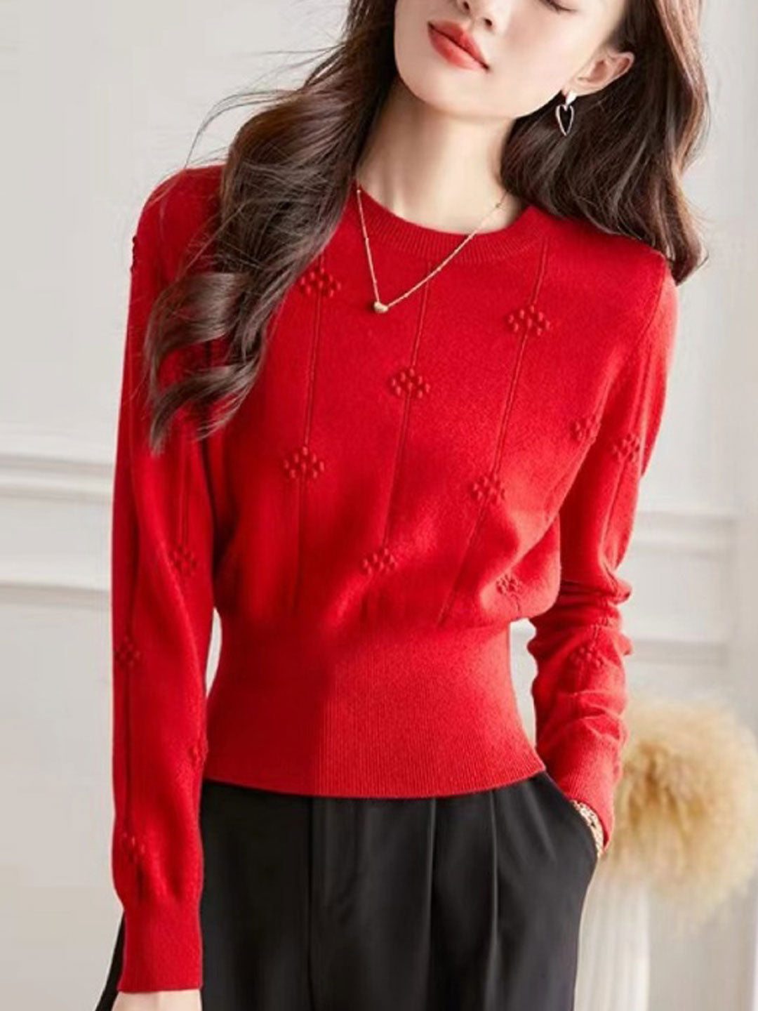 Pull ajusté à col rond pour femme - Image 4